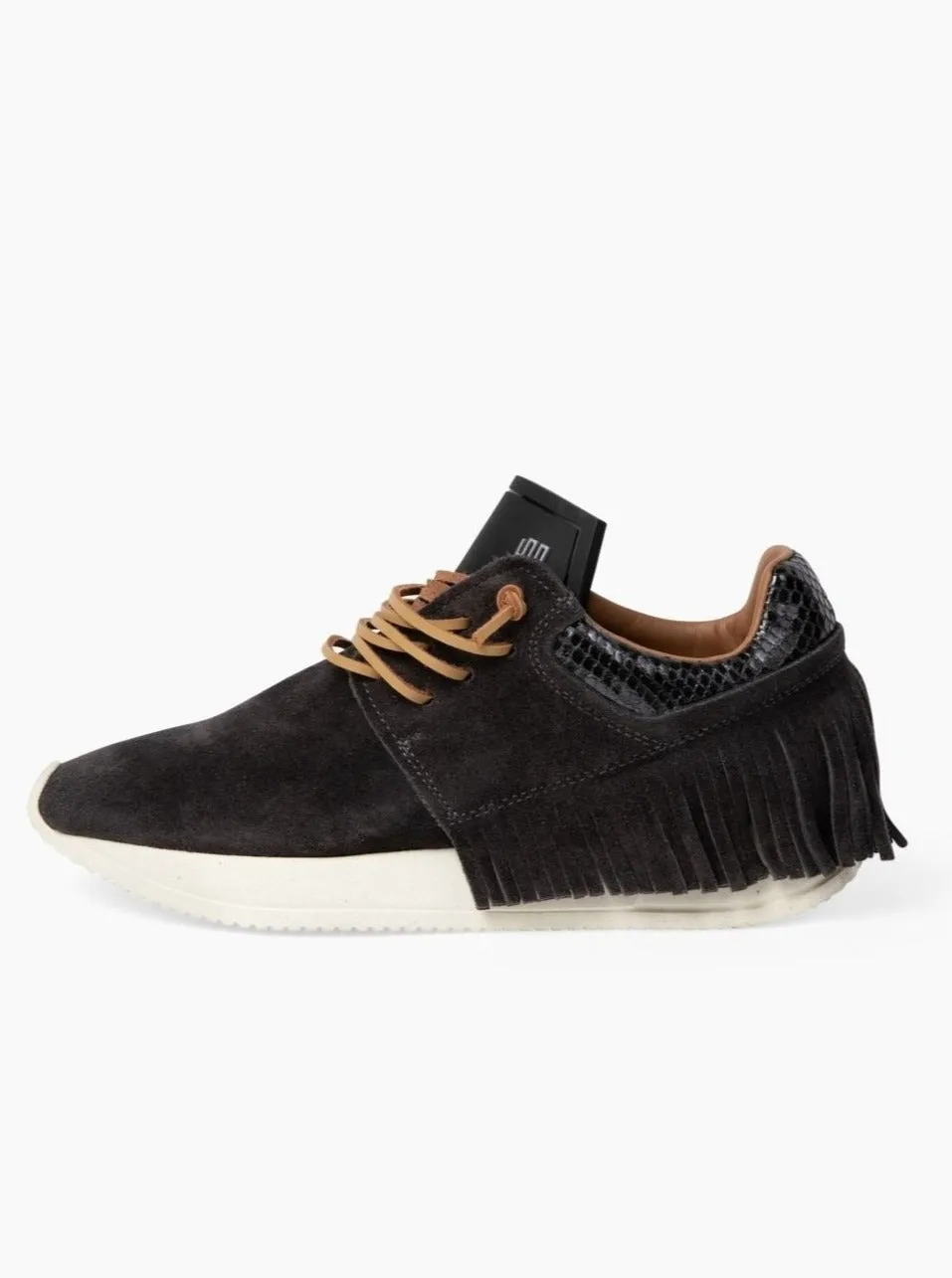 Esseutesse Suede Fringe Sneaker - Charcoal