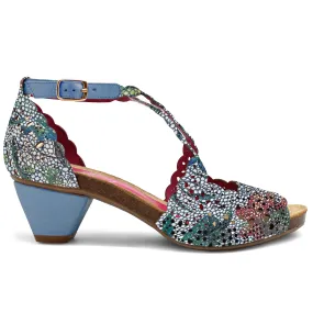 Fille - Blue multi flower low heel sandal