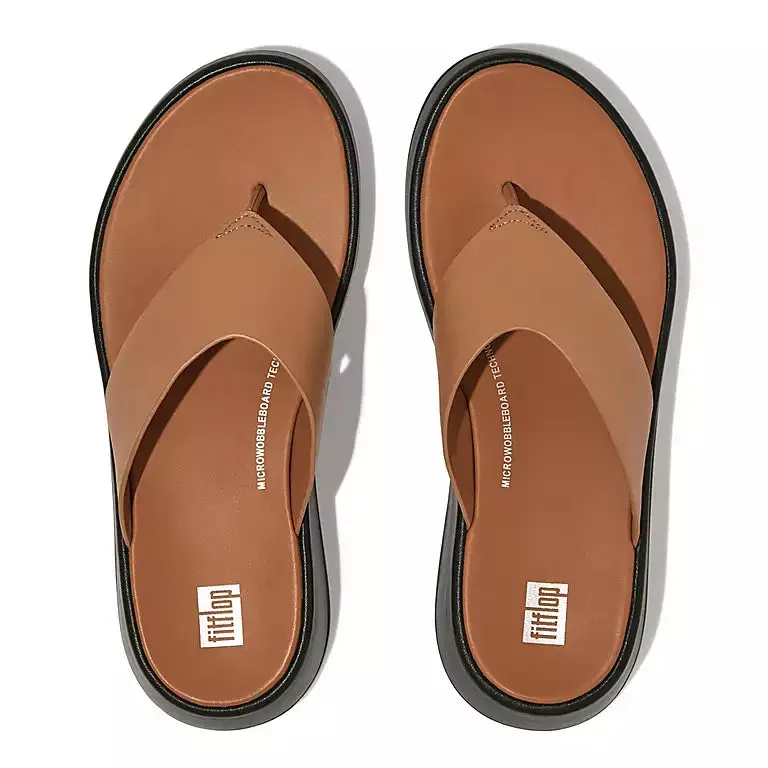 Fitflop - F-Mode Luxe Leather Flatform Toe-Post Sandals Latte Tan