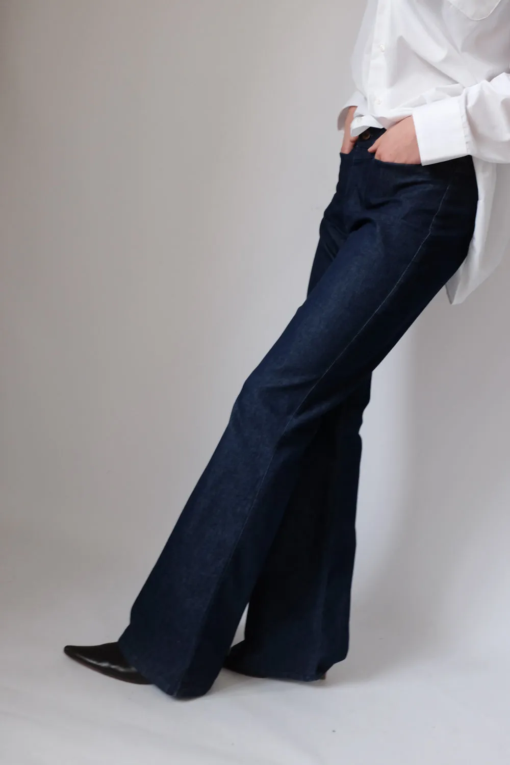 FLARED WRANGLER DENIM BLUE VINTAGE PANTS