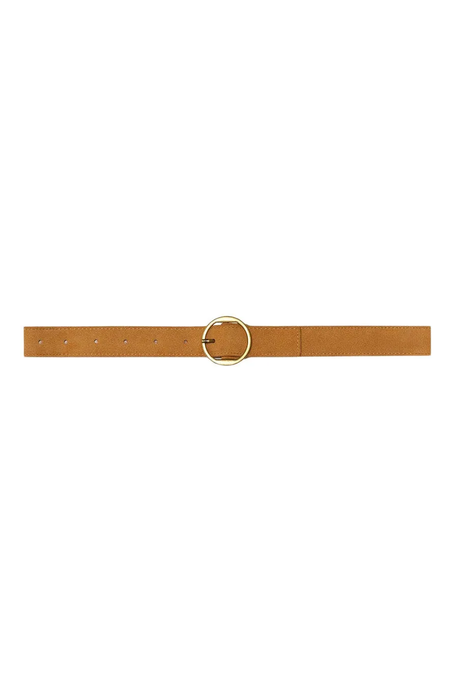 Frame Denim Circle Belt in Tan Suede