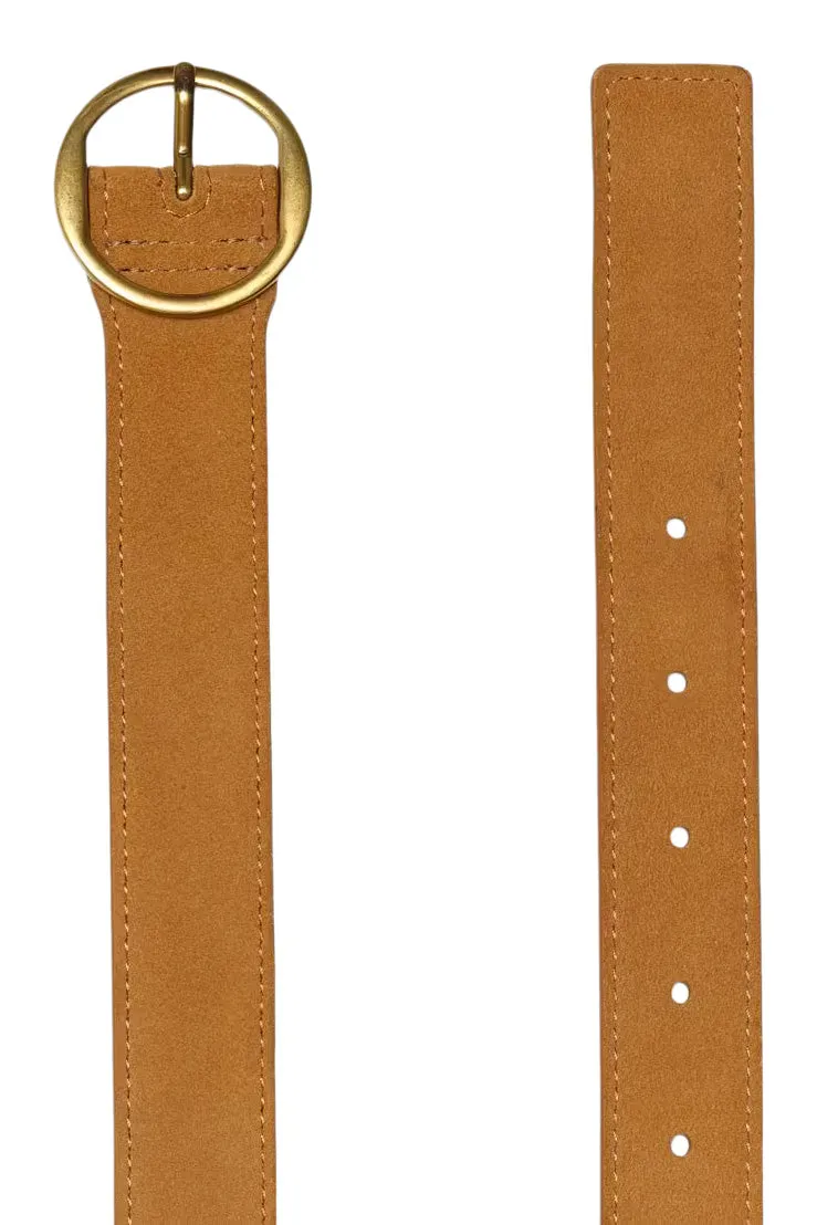 Frame Denim Circle Belt in Tan Suede