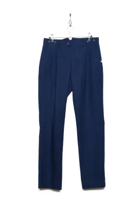 Frank Leder Pleated Slim Trouser baltic blue dyed