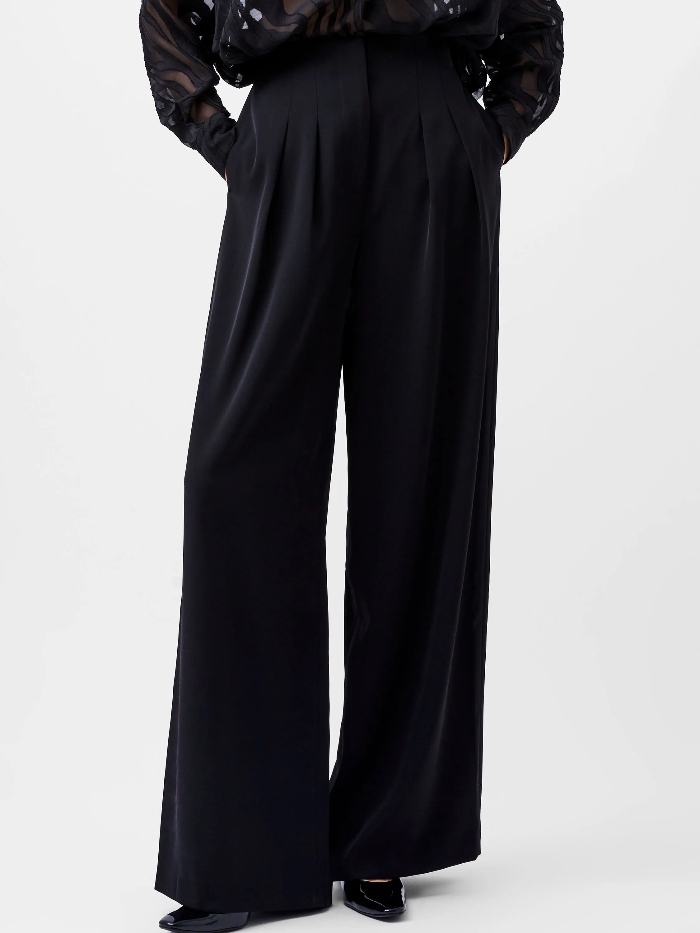 French Connection Harrie Suiting Wide Leg Trousers-Blackout-74XAJ