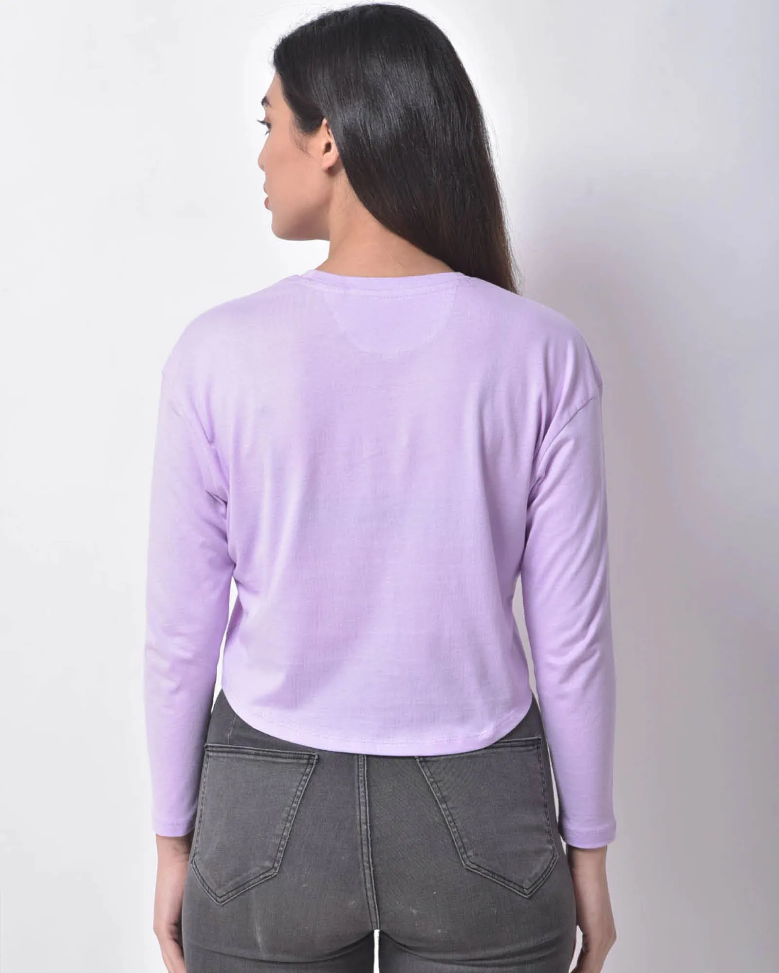 Full Sleeves Crop Top: Lavender