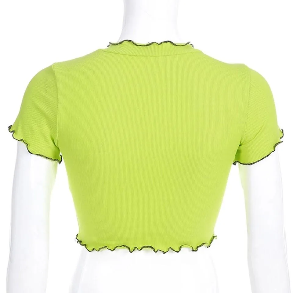 Green flower crop top