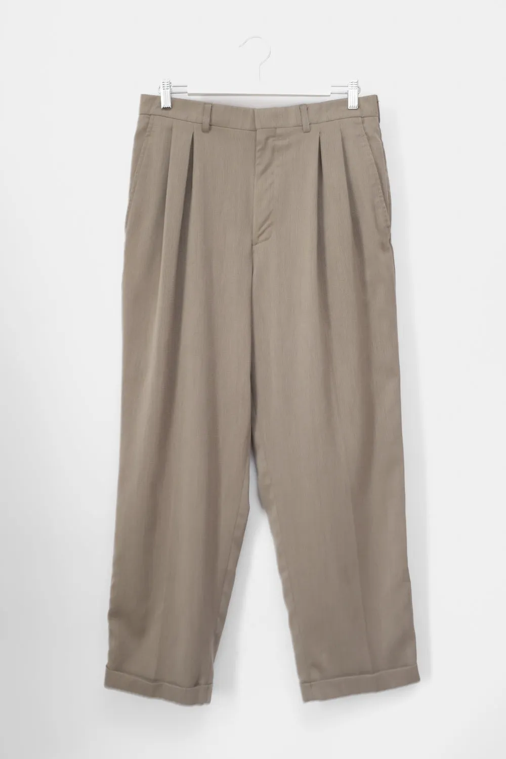 GREY BEIGE PLEATED CLASSY PANTS