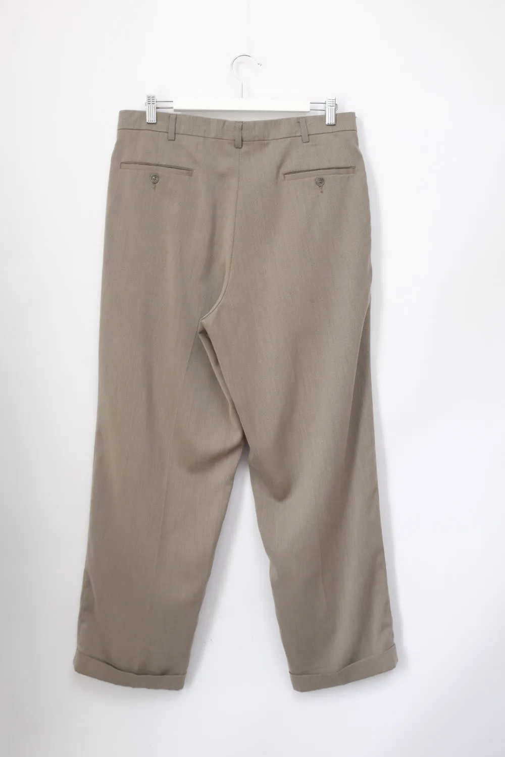 GREY BEIGE PLEATED CLASSY PANTS