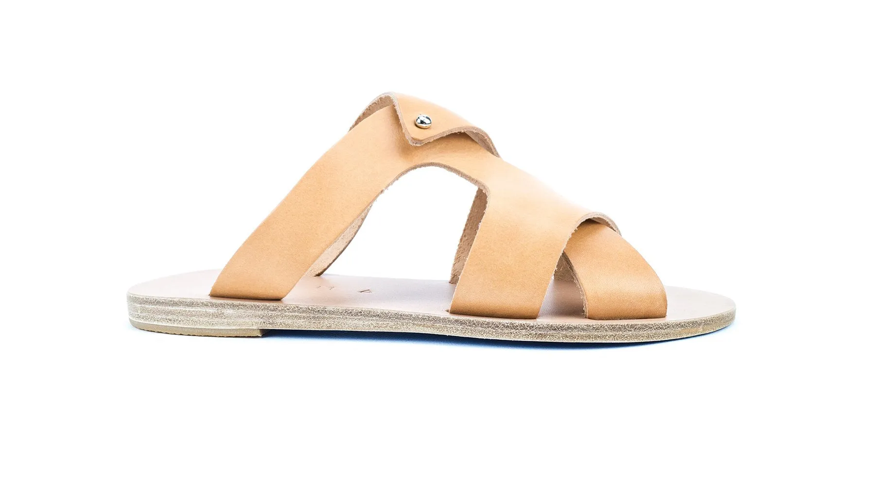 Handmade Leather Sandals -Natural- Pserimos <br> Kyma