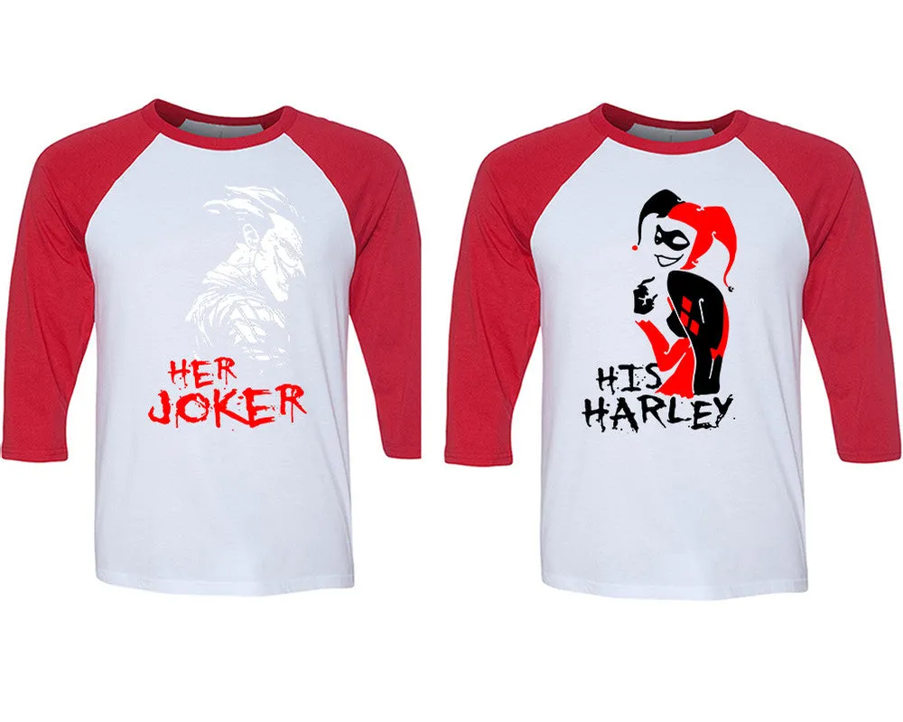 Her Joker His Harley Couple Baseball T Shirts, Matching Couple Baseball Shirts.