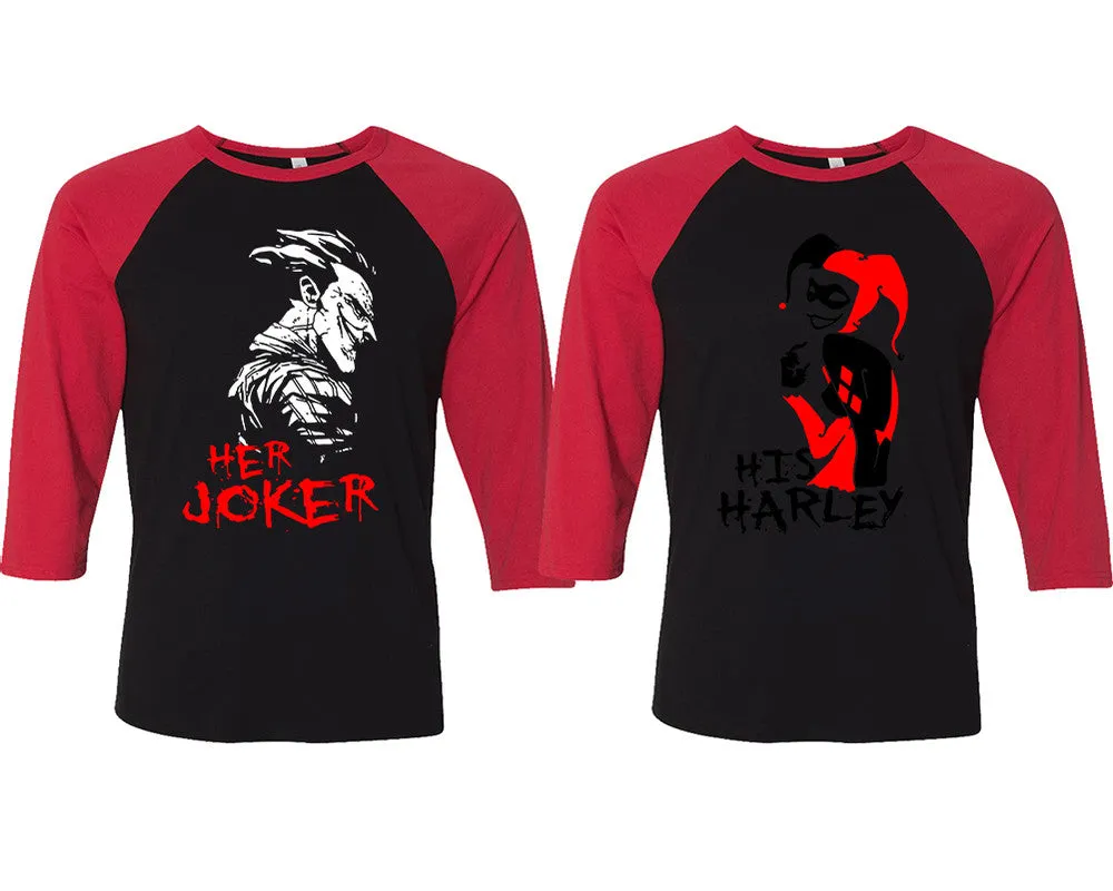 Her Joker His Harley Couple Baseball T Shirts, Matching Couple Baseball Shirts.