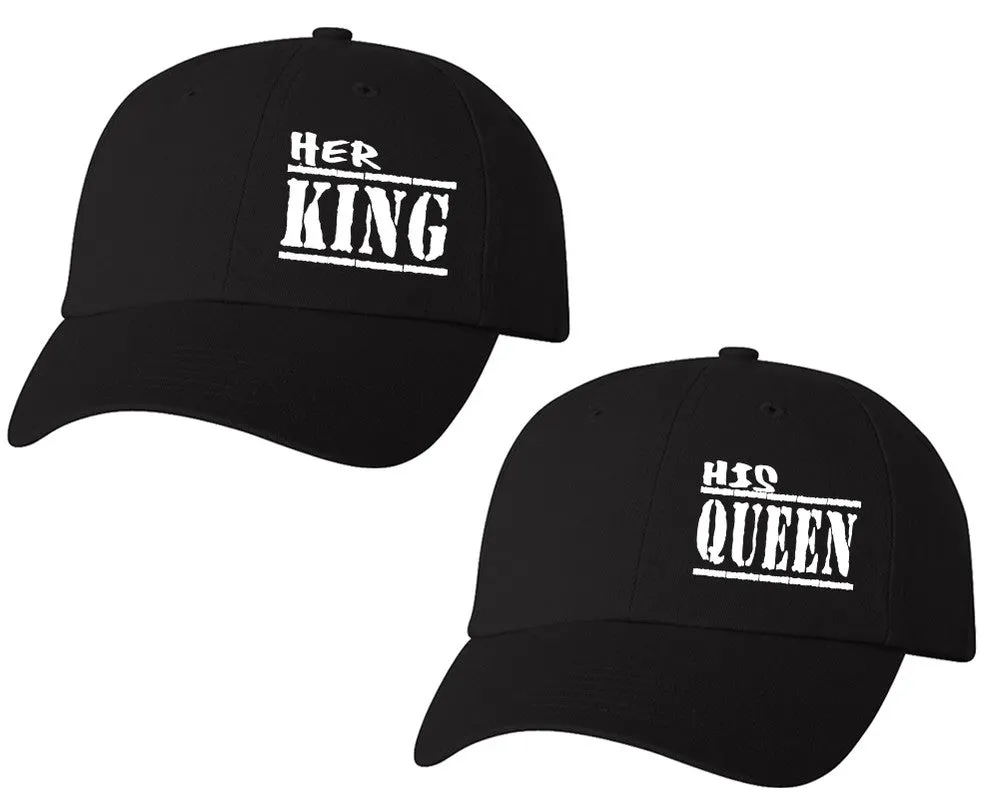 Her King His Queen Couple Matching Baseball Caps, Matching Caps