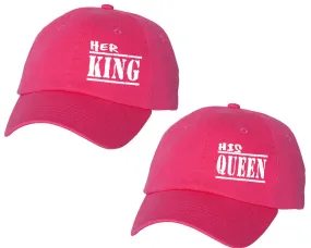 Her King His Queen Couple Matching Baseball Caps, Matching Caps