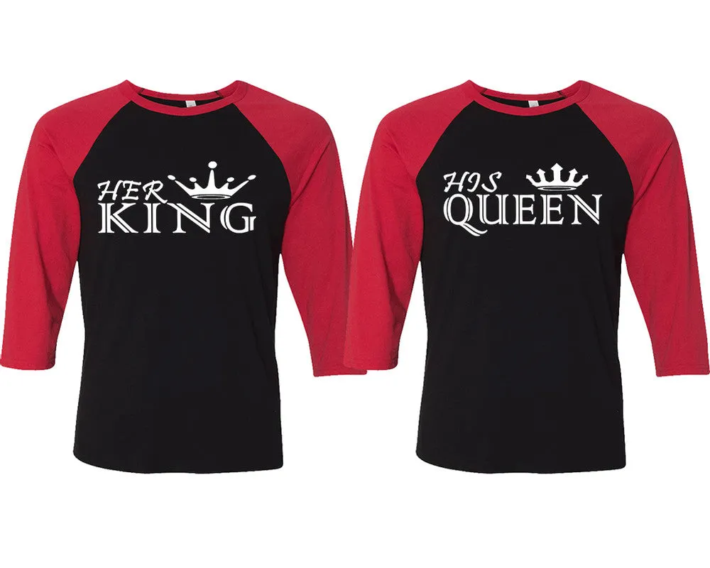 Her King His Queen Couple Matching Baseball Shirts