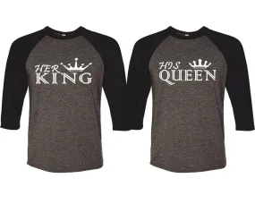 Her King His Queen Couple Matching Baseball Shirts