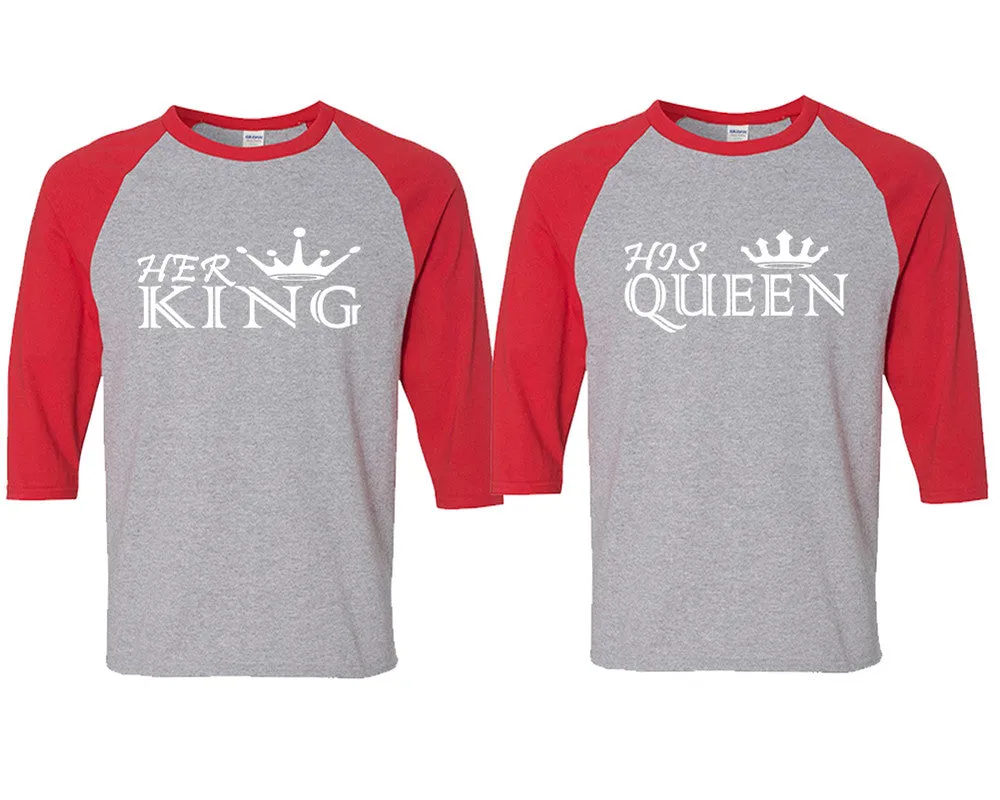 Her King His Queen Couple Matching Baseball Shirts