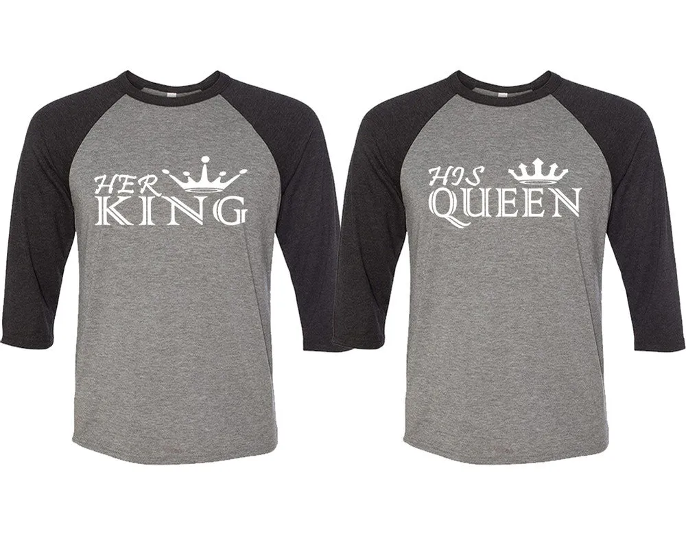 Her King His Queen Couple Matching Baseball Shirts