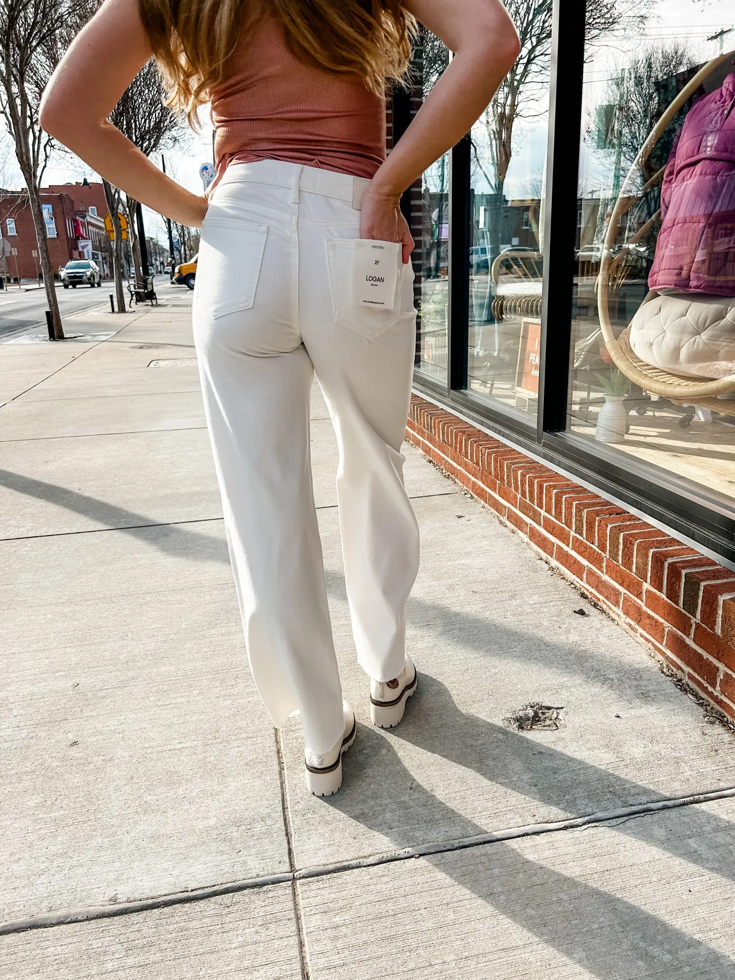 HIDDEN | Pearl White Logan Dad Jeans