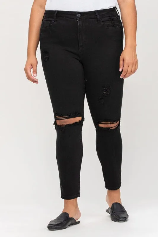 High Rise Distressed Skinny Jean