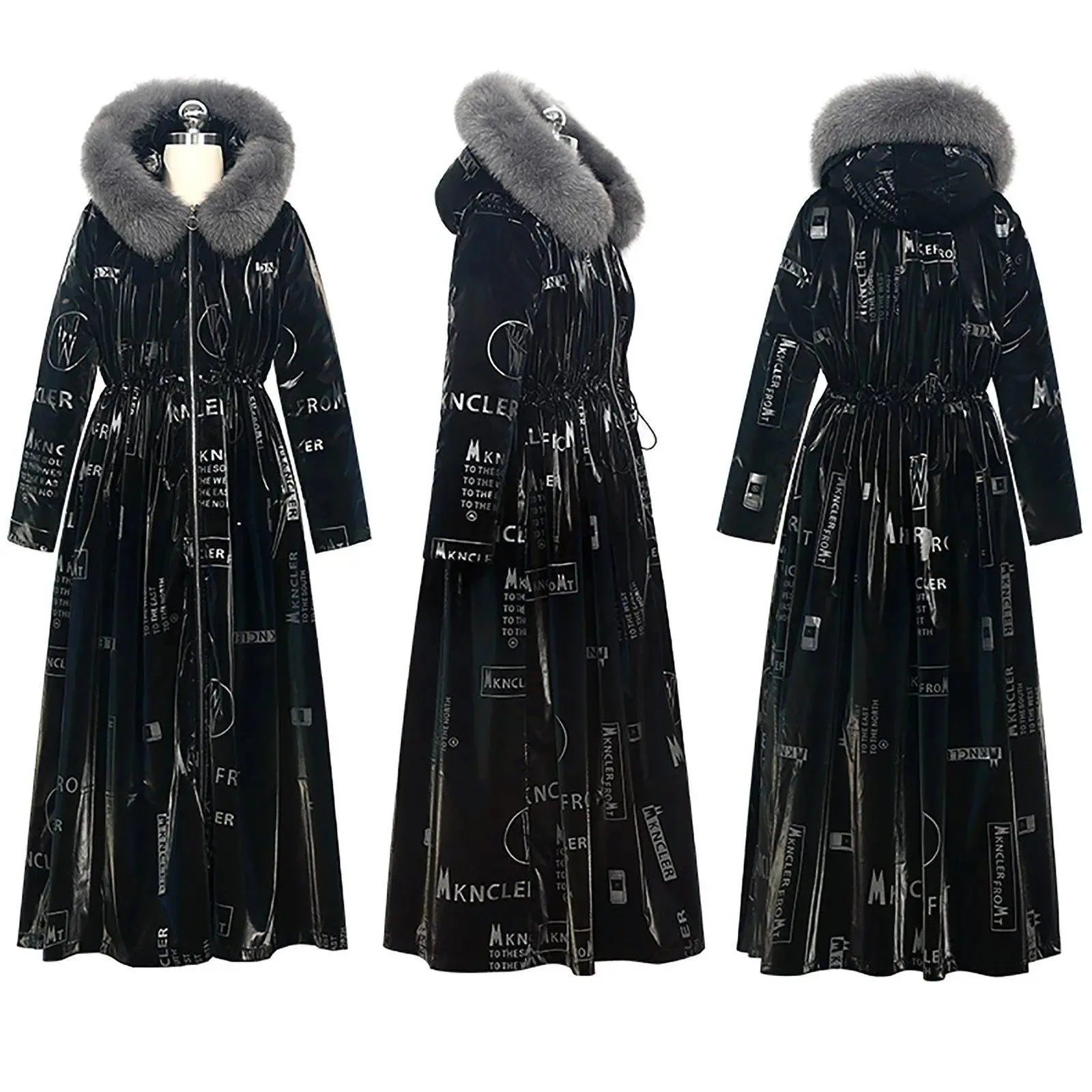 Hooded Fox Fur Collar Maxi Down Coat