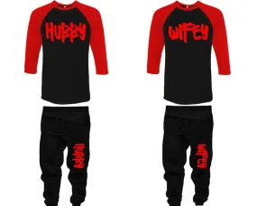 Hubby Wifey Couple Baseball Shirt and Jogger Pants, Matching Top Bottom Set