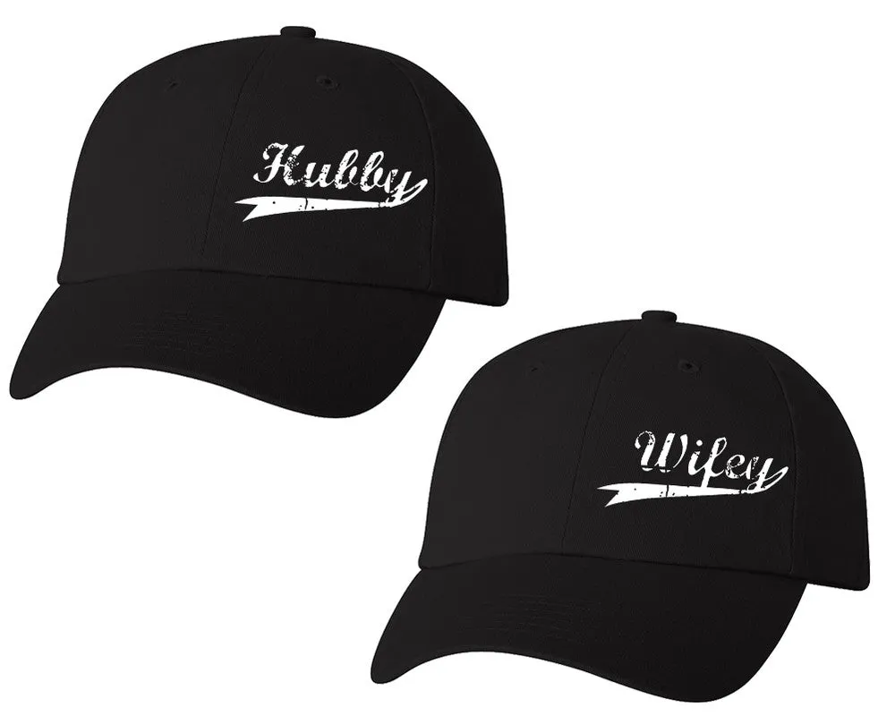 Hubby Wifey Couple Matching Baseball Caps, Couple Baseball Hats