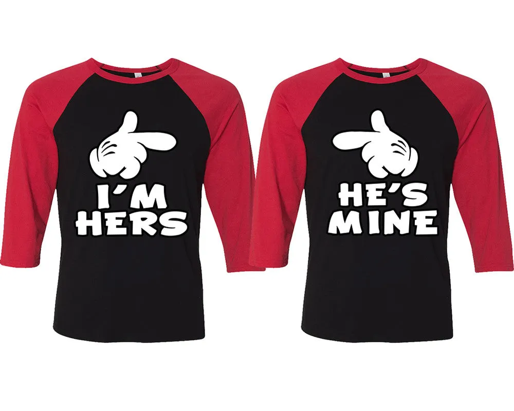 I'm Hers He's Mine Couple Baseball T Shirts, Matching Couple Baseball Shirts.