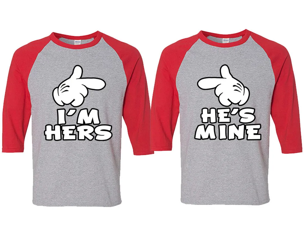 I'm Hers He's Mine Couple Baseball T Shirts, Matching Couple Baseball Shirts.