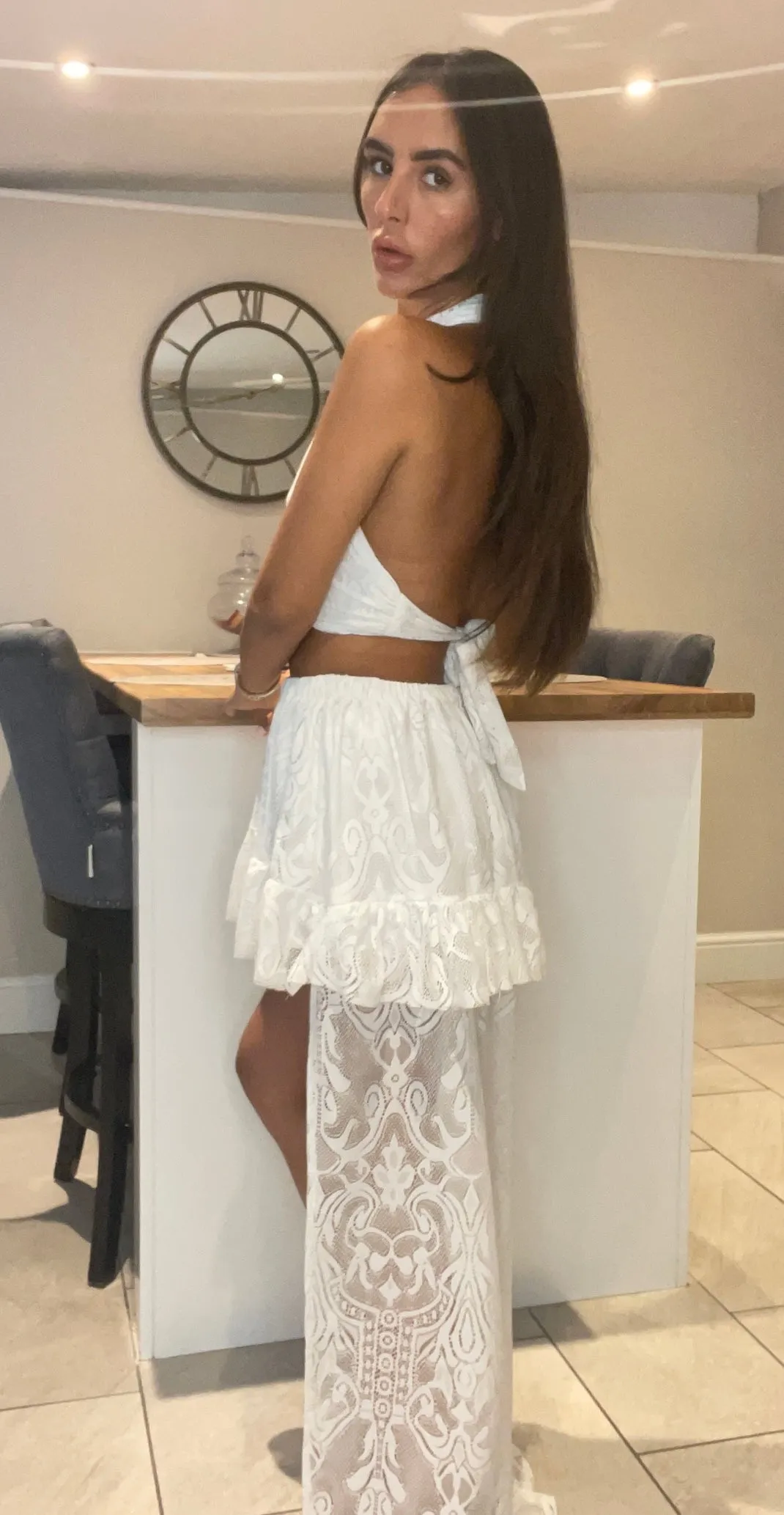 Ivory Lace Crop & Gypsy Skirt