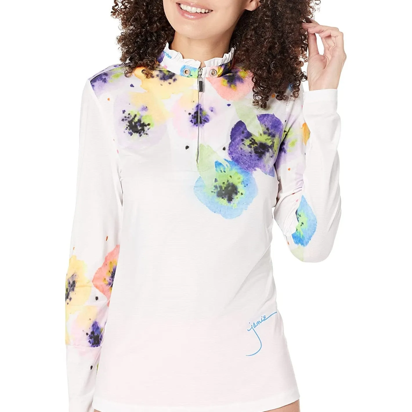 Jamie Sadock Polo Long Sleeve Wildflower White