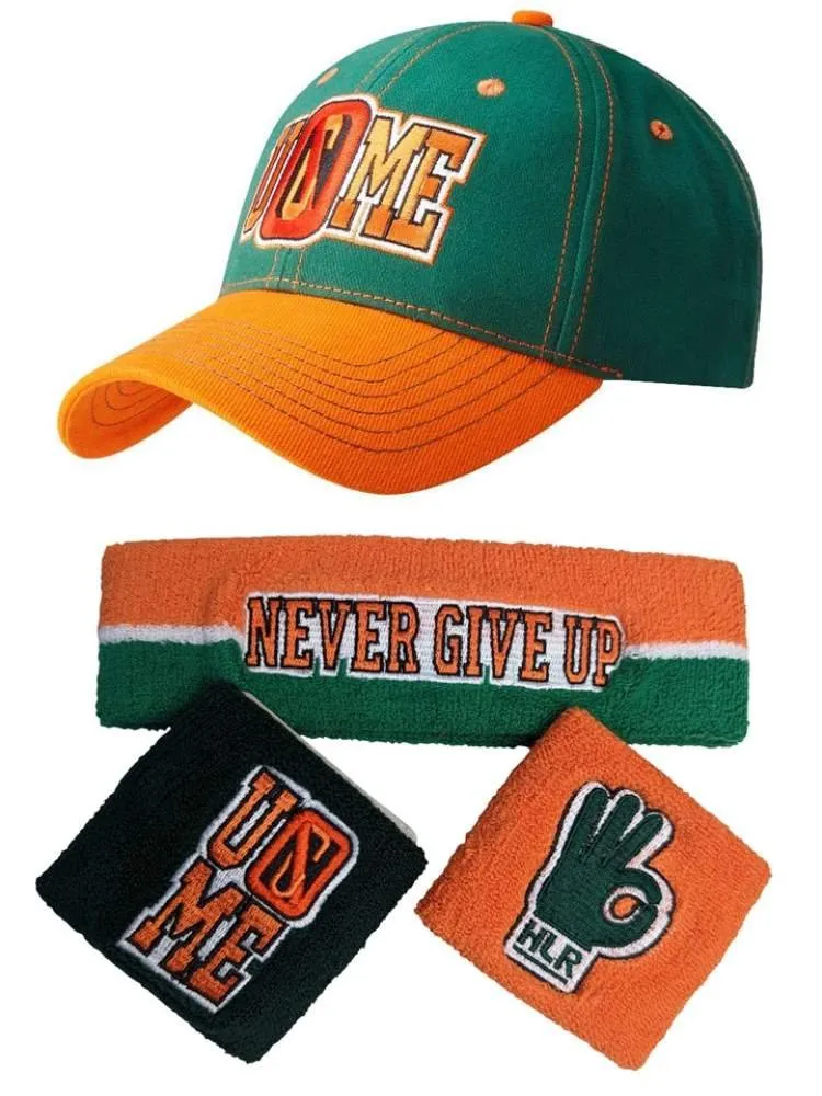 John Cena Mens Orange 15x Costume Hat T-shirt Wristbands