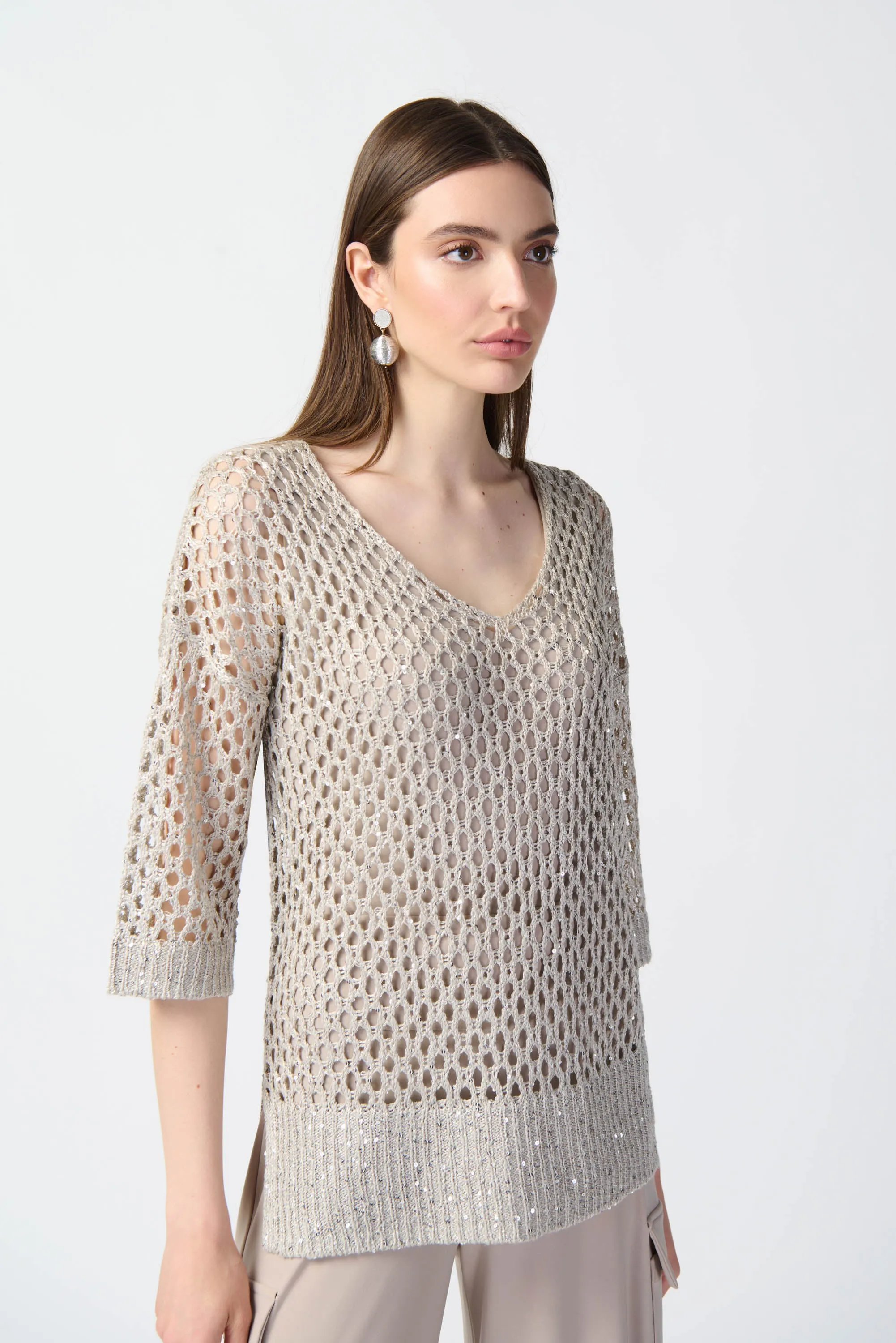 Joseph Ribkoff Open Stitch Top 241922 - Champagne