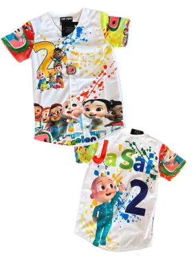 Kids cocomelon splat baseball jersey