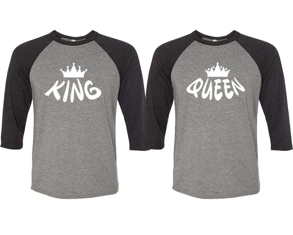 King Queen Couple Matching Baseball T Shirts