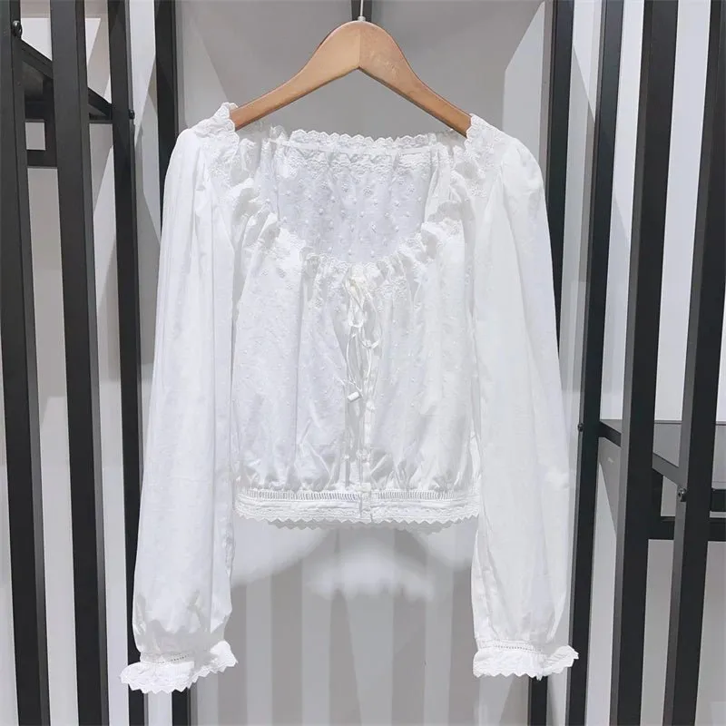 Lace and ribbon blouse