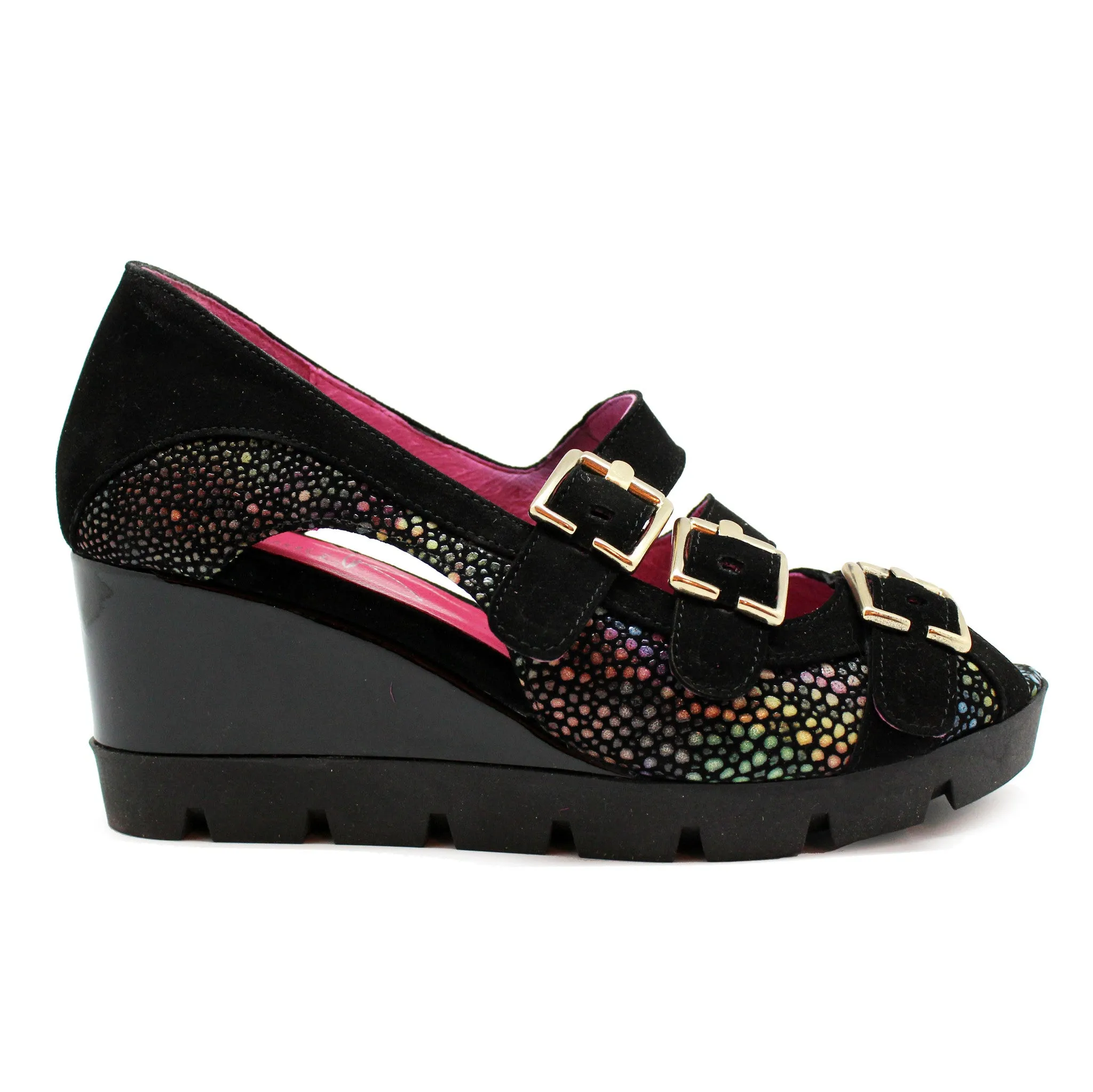 Le Trek - Black Multi wedge sandal