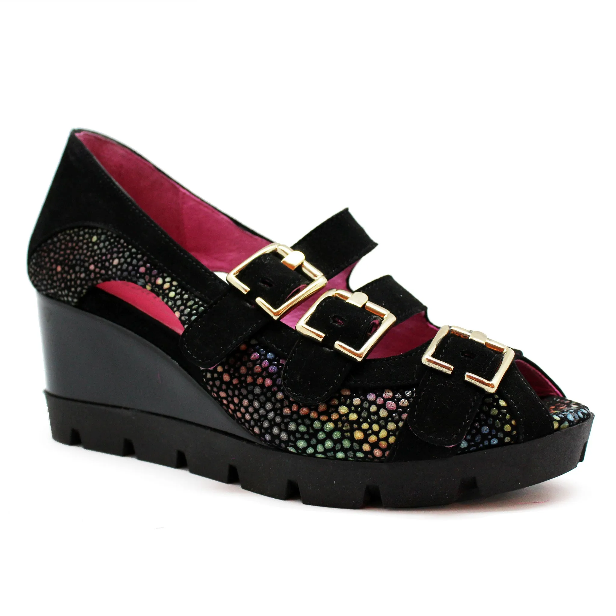 Le Trek - Black Multi wedge sandal