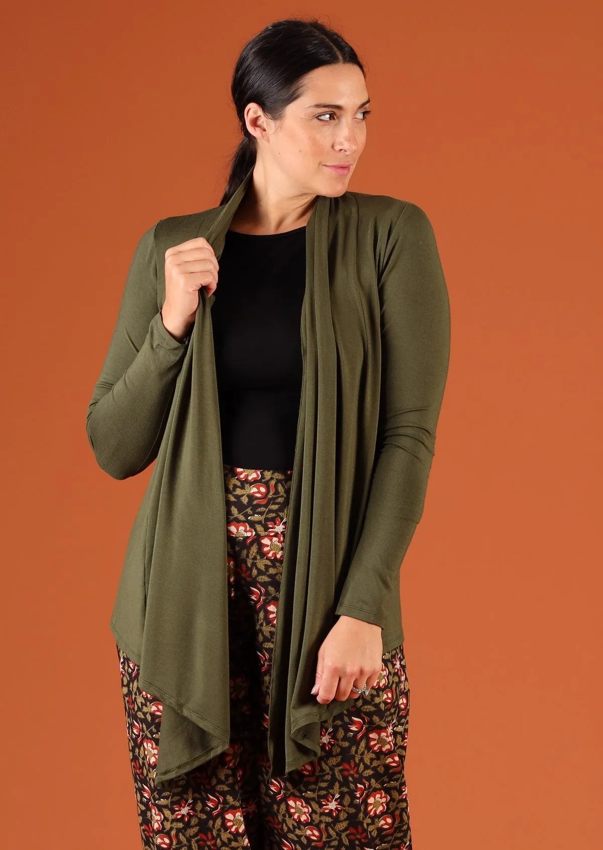 Long Sleeve Stretch Cardi Olive