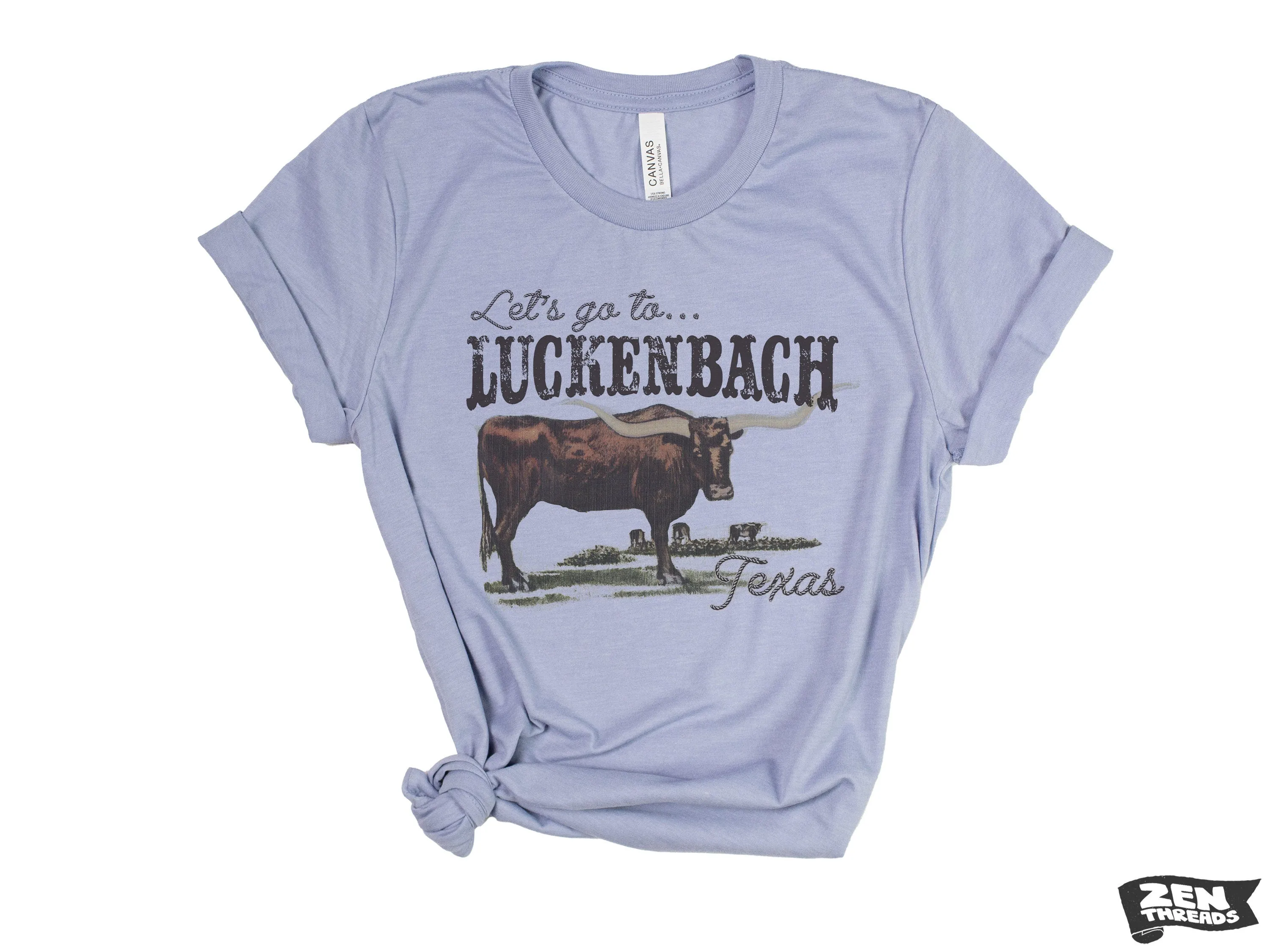 Luckenbach Unisex Western T-Shirt - Custom Color Eco Printed Tee, Texas Cowboy Country Music Fan