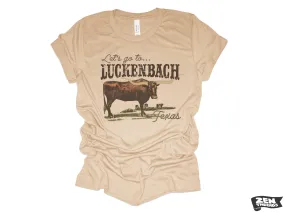 Luckenbach Unisex Western T-Shirt - Custom Color Eco Printed Tee, Texas Cowboy Country Music Fan