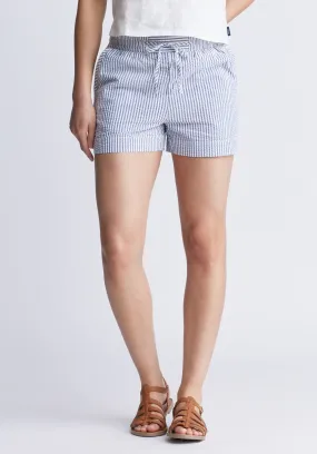 Ludovica Women's Seersuck Shorts, Blue Stripes - WB0006S