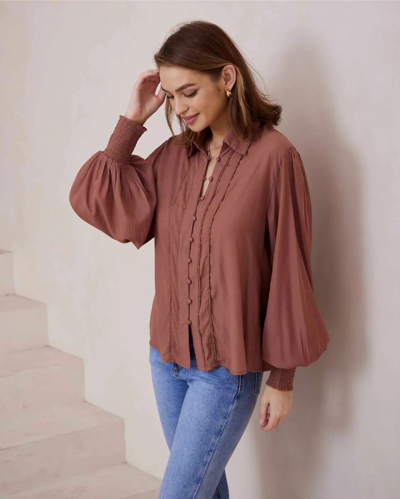 Maya Bohemian Blouse - Mocha