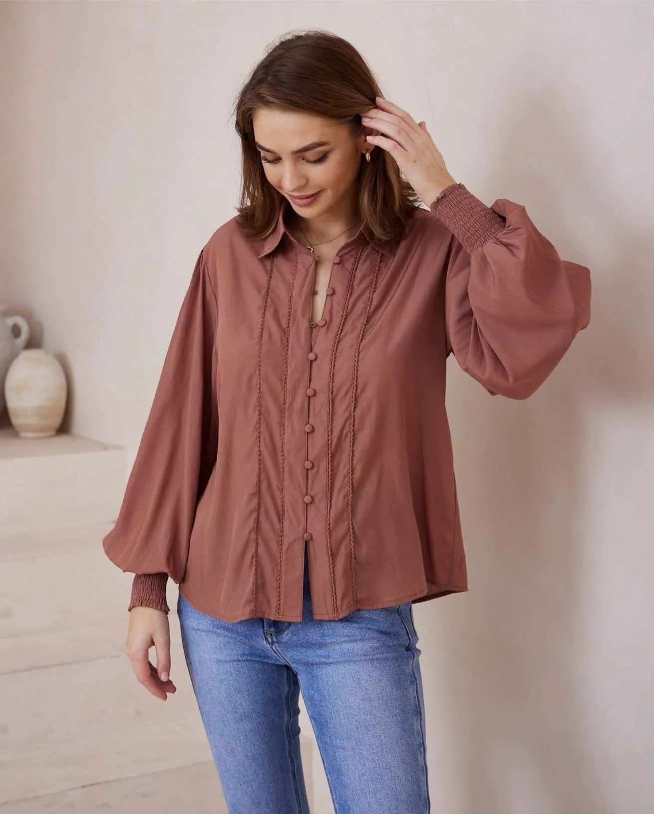 Maya Bohemian Blouse - Mocha