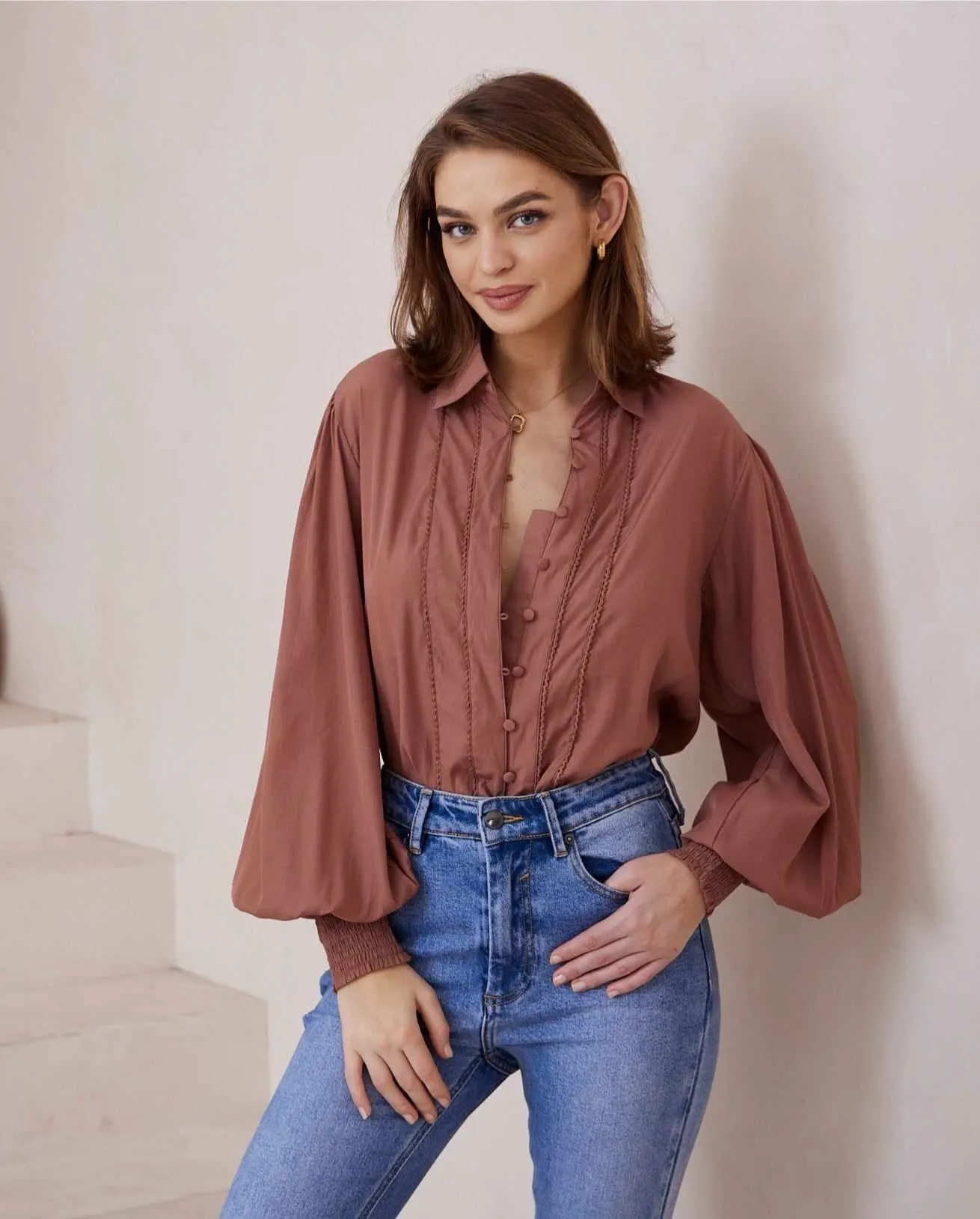 Maya Bohemian Blouse - Mocha