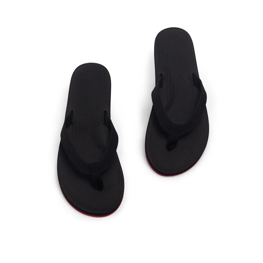 Men’s Flip Flops Sneaker Sole - Black/Red Sole