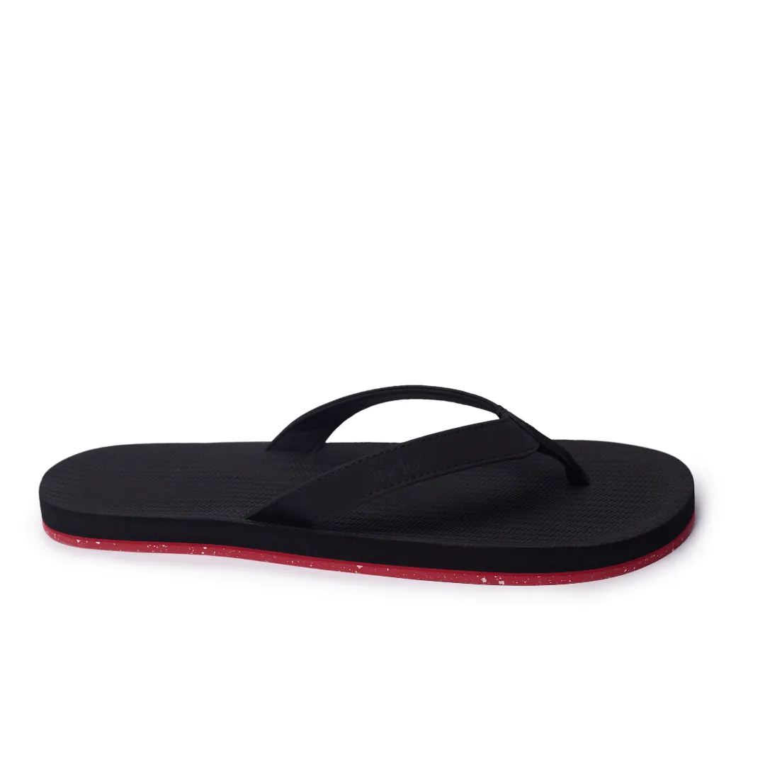 Men’s Flip Flops Sneaker Sole - Black/Red Sole