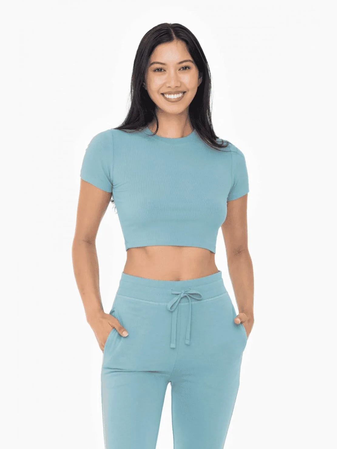 Mono B Micro-Ribbed Cropped Top