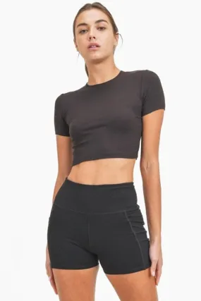 Mono B Micro-Ribbed Cropped Top