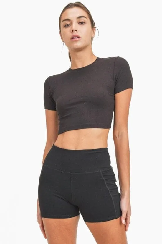 Mono B Micro-Ribbed Cropped Top