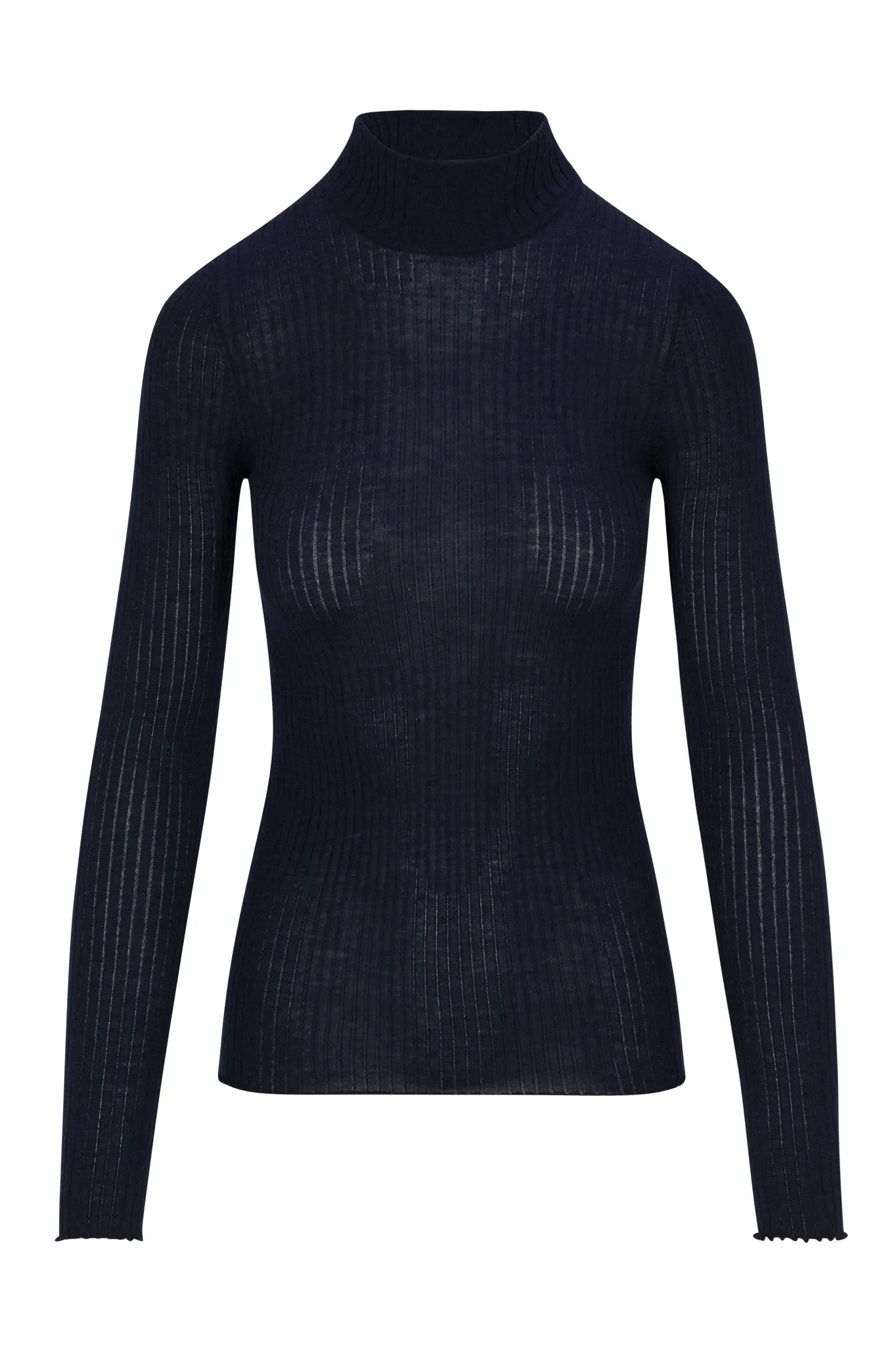 Navy Cashmere Mock Neck